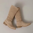thumbnail image 4 of WAVSUF Women's Suede Mid Calf Boots Soft Sole Comfort Round Toe Wide Width Fall Chunky Plus Size Boots Brown 6, 4 of 9