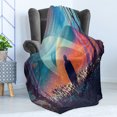 thumbnail image 4 of Fantasy Soft Flannel Fleece Throw Blanket, Man Alone Under Vibrant Colored Reflections of Galaxy Planets Space Cosmos Art, Cozy Plush for Indoor and Outdoor Use, 70" x 90", Multicolor, by Ambesonne, 4 of 5