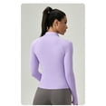 thumbnail image 3 of Women Tight Yoga Zipper Jacket Sports Long Sleeve Quick Dry Running Fitness Tops, 3 of 4