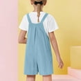 thumbnail image 6 of Lenpel Girls' Short Overalls Casual Sleeveless Strap Wide Leg Summer Jumpsuits Loose Bib Rompers with Pockets, 6 of 6