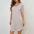thumbnail image 2 of Lutiedan Nightgowns for Women Short Sleeve Crew Neck Short Nightshirt Summer Soft Cooling Pajamas Dress Casual Sleepwear, 2 of 7