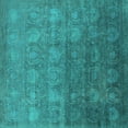 thumbnail image 1 of Ahgly Company Indoor Square Oriental Turquoise Blue Industrial Area Rugs, 4' Square, 1 of 4