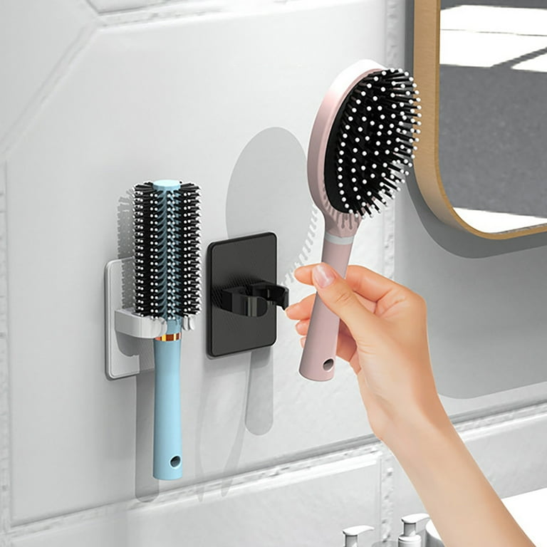 Wall Mounted Hair Brush Holder Adjustable Storage Rack No Drill
