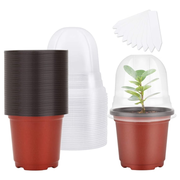 MIXC Pots de Pépinière pour Plantes avec Dôme d'Humidité 4 Pouces Plastique Souple Transparent Pot de Jardinage Conta de Plantation