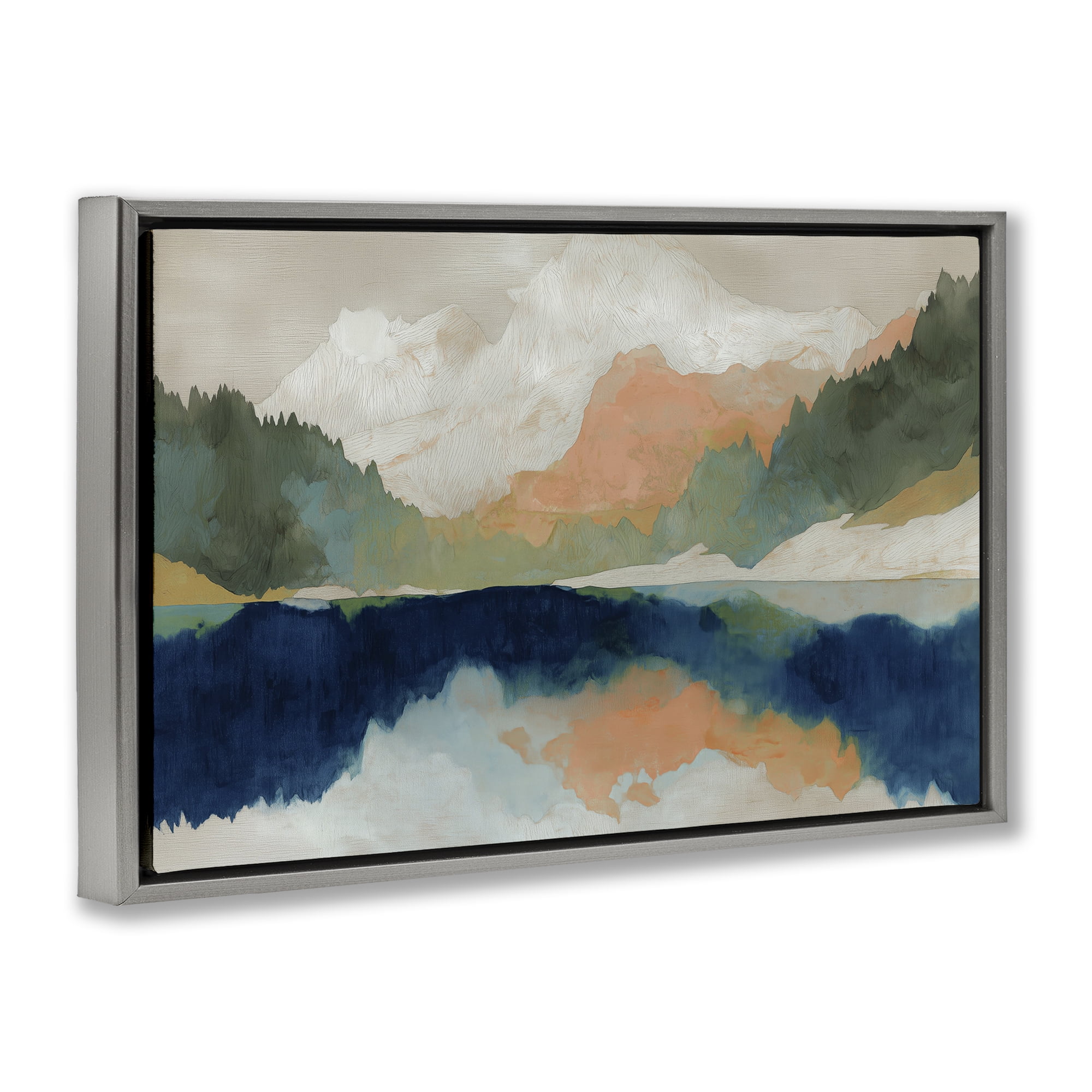 Stupell Industries Alpine Autumn Lake Reflection Gray Framed Floater Canvas Wall Art, design by Chromatic Storm Studio