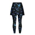 thumbnail image 5 of SCRAWLGOD Blue Butterfly Tennis Skirted Leggings with Pockets for Women Comfortable Trendy Golf Yoga Clothes Breathable Stretchy Sporty Pickleball Skorts Leggings, S, 5 of 7