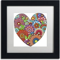 Trademark Fine Art "Floral Heart" Canvas Art by Hello Angel, White Matte, Black Frame