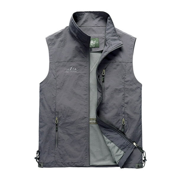 XZNGL Men S Work Coats and Jackets Mens Work Clothes Jacket Solid Color Stand Collar Multiple Pockets Outdoor Sports Photography Leisure Vest Coat