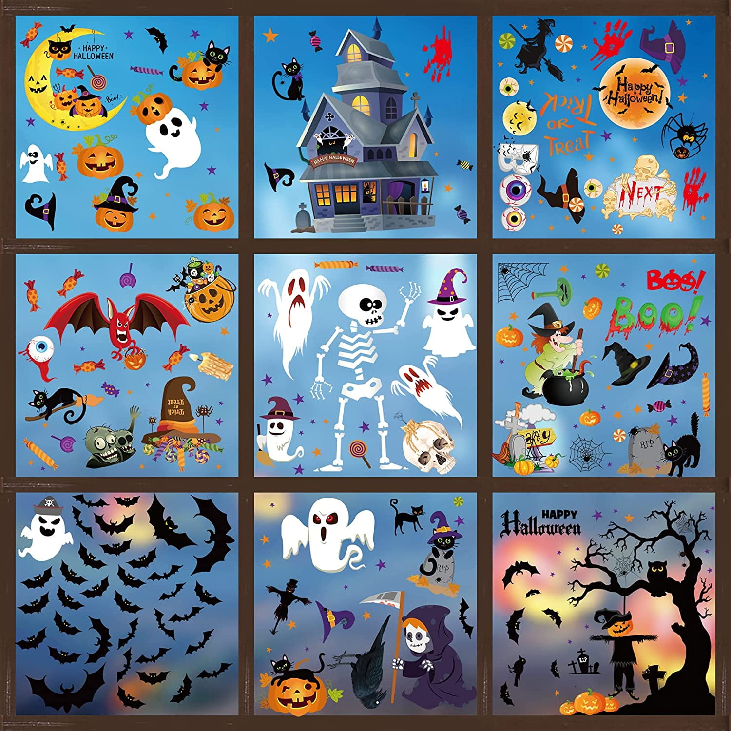 Halloween Gel Window Stickers Clings GHOSTS & BOO'S REUSABLE Party Horror SCARY 