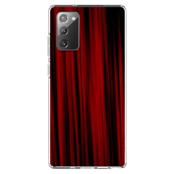 DistinctInk Clear Shockproof Hybrid Case for Samsung Galaxy Note 20 (6.7" Screen) - TPU Bumper, Acrylic Back, Tempered Glass Screen Protector - Bright Red Curtains