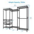 thumbnail image 3 of VIPEK V10 Medium Wire Garment Rack Heavy Duty Clothes Rack, 56.7" L x 15.7" W x 76.4" H, Max Load 720lbs, Black, 3 of 8