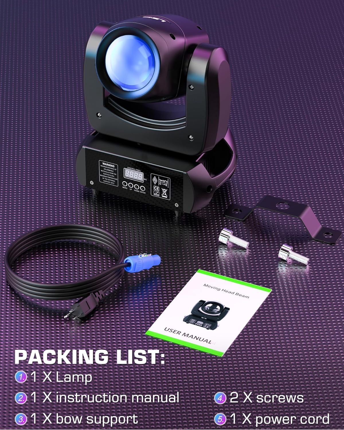 120W Moving Beam Head DJ Light 18 Rotating Prism 8 GOBO 8 Colors,Professional Stage Lighting Strobe/Spotlight by DMX and Sound Activated