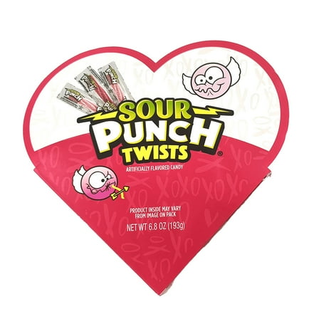 Thoughtfully, Medium Heart Box with Sour Punch Twists, Food Gift, 6.8 OZ, Valentine