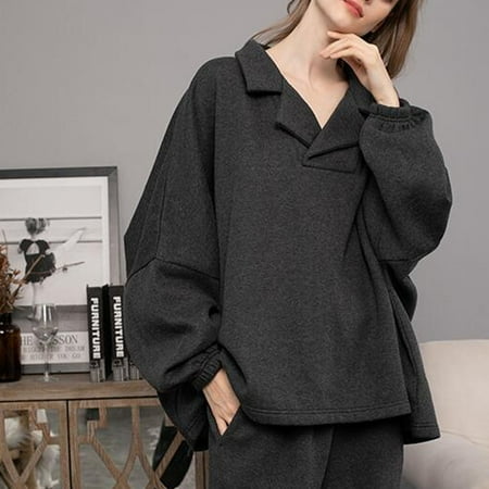 

Pajamas For Women Plus Size Jioakfa Women S Fleece Pajama Keep Warm Nightgown Thickening Home Service Home Clothes Dark Gray L