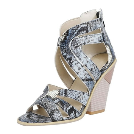 

Cathalem 2023 Foreign Trade European And American Sandals Women s Thick Heel Wedge Heel Hollow Back Zipper Large Sandals BU1 39