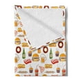thumbnail image 2 of Food Soft Flannel Fleece Throw Blanket, Minimalist Fast Food Pattern with Hamburger Soda Donuts Beer Cupcake Kebab Hot Dog, Cozy Plush for Indoor and Outdoor Use, 70" x 90", Multicolor, by Ambesonne, 2 of 5
