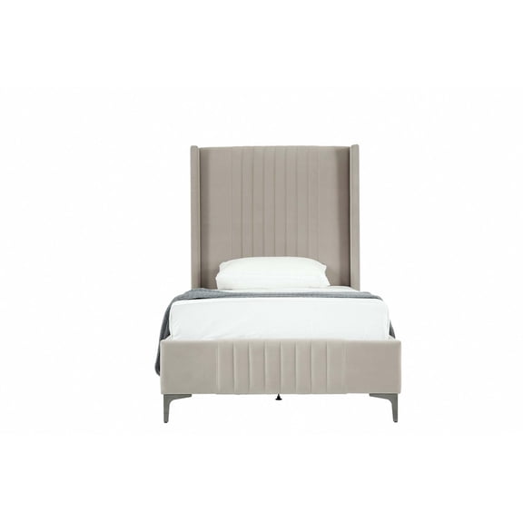 Manhattan Comfort Promenade Twin-Size Bed from Solid Wood in Rustic Taupe