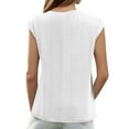 thumbnail image 3 of MIXUE Womens Summer Tops Summer Solid Color Round Neck Hollowed Out Sleeveless Fashion Casual Loose Pullover Tee Shirts Outwear,White,XL, 3 of 7