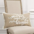 thumbnail image 4 of Rizzy Home Holiday Word Pillow "Merry and Bright" Cotton Poly Filled Decorative Throw Pillow, 14"x26", Tan, 4 of 4