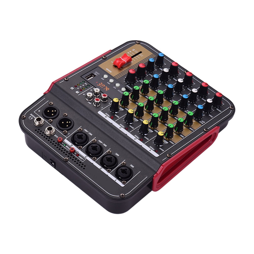 TM4 Digital 4-Channel Audio Mixer Mixing Console Built-in 48V Phantom Power with BT Function Professional System for Studio Recording Broadcasting DJ Network Live