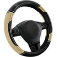 thumbnail image 2 of Leather Steering Wheel Cover - Made with PVC Leather - Anti-Slip, Universal Fit 14 1/2 inches to 15 inches - Beige, 2 of 16