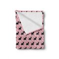 thumbnail image 2 of Scottie Dog Soft Flannel Fleece Throw Blanket, Hairy and Fluffy Adult Terrier and Bones on Pink Background, Cozy Plush for Indoor and Outdoor Use, 50" x 70", Pale Pink and Black, by Ambesonne, 2 of 6