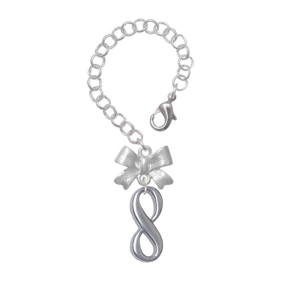 Delight Jewelry Stainless Steel Infinity Sign - Silvertone Bow Charm Accessory for Tumblers and Thermal Cups