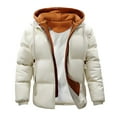 thumbnail image 2 of Blczomt Puffer Mens Fall Jackets White Zip Up Down Jacket Heavy Hooded Warm Coat Men XXXL, 2 of 8