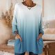 thumbnail image 1 of TaTaai 2026 Fall Womens Gradient Long Sleeve Tee Round Neck Loose Blouse With Pockets Casual Solid Color Fashion Top Soft Stretchy Polyester Daily Gift, 1 of 7