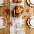 thumbnail image 5 of Fall Orange Blue Pumpkins Table Runner - 36 Inch Long Thanksgiving Autumn Harvest Cotton and Linen Blended Dress Scarves Farmhouse Table Runner for Kitchen Dining, Coffee Table, 13" x 36", 5 of 8