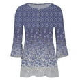 thumbnail image 5 of AOOCHASLIY Clothess Trendy Women Tops Women Loose 3/4 Sleeves T-shirt V Neck Blouse Casual Fashion Printed Tops, 5 of 5