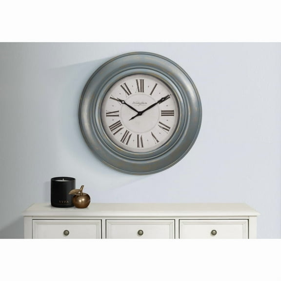 Clocks, 30" Round, Large Oversized, Wall Clock, Antique Blue, Transitional