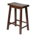 thumbnail image 3 of PJ Wood Classic Saddle Seat 24'' Kitchen Bar Counter Stool, Walnut (5 Pack), 3 of 11