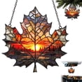 thumbnail image 2 of Maple Leaf Hanging Ornament, 3.94 inch Stained Glass Acrylic Suncatcher, Window Wall Hanging Decor, Autumn Fall Home Accent, Seasonal Festival Display, Rustic Indoor Pendant Decoration, 2 of 6