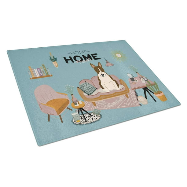 Caroline'S Treasures Ck7981Lcb Dark Brindle Bull Terrier Sweet Home Tabla De Cortar De Vidrio Tabla De Cortar Y Servir De Cocina De Vidrio Templado Decorativa Grande Tabla De Cortar De Gran Tamaño