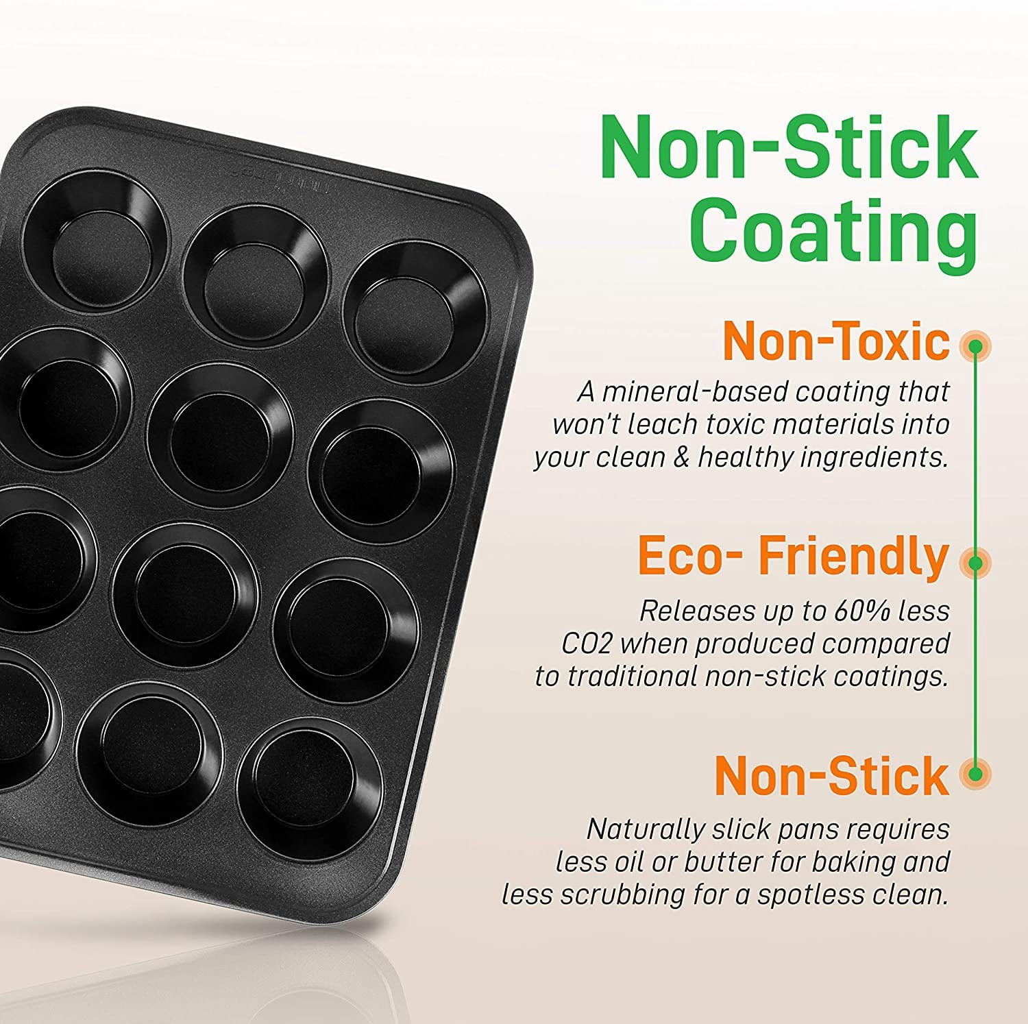 NutriChef Kitchen Oven Baking Pans Carbon Steel W/ Non-stick Black Coating Inside & Outside