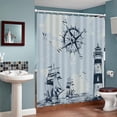 thumbnail image 2 of Nautical Shower Curtain for Bathroom Ocean Sailboat Lighthouse Compass Decorative Bath Curtain Polyester Fabric Waterproof Bathroom Curtain with 12 Hooks, 72''''x 72'''', 2 of 6