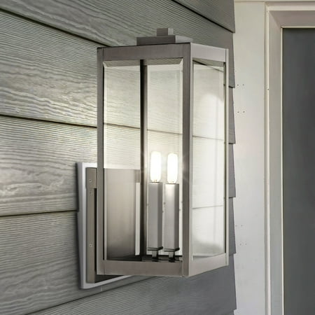 Luxury Modern Farmhouse Wall Sconce, Large Size: 22.75''H x 9.00''W, with Modern Style Elements, Stainless Steel Finish, UQL1891 from the Quincy Collection by Urban Ambiance