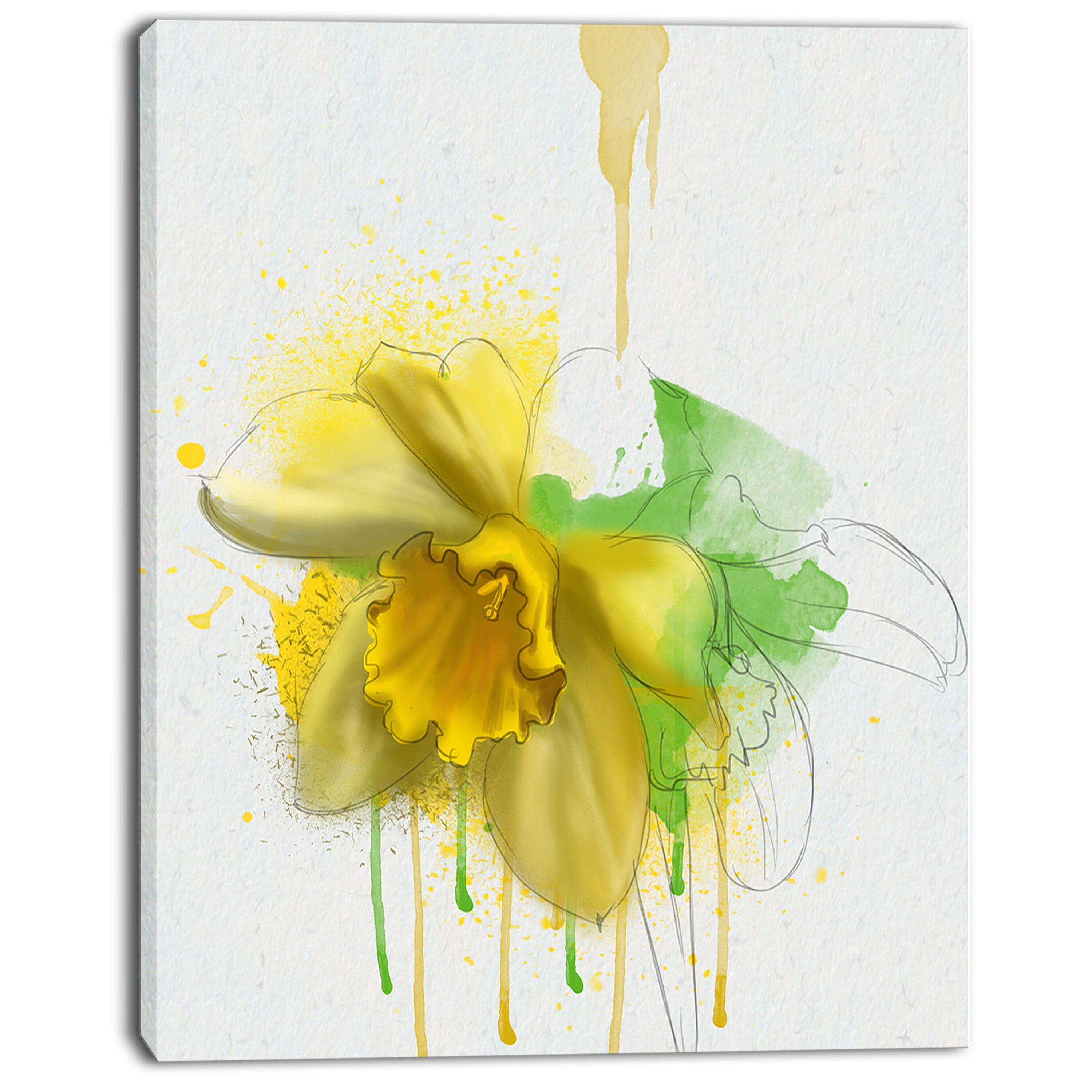 DESIGN ART Designart 'Yellow Narcissus Flower Watercolor' Modern Floral  Canvas Wall Art - Yellow 8 in. wide x 12 in. high - Walmart.com