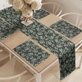 thumbnail image 2 of Ambesonne Eucalyptus Table Runner & Placemats, Leafy Branches Continued, Placemat 4 pcs + Runner 12"x90", Dark Grey and Peacock Green, 2 of 2