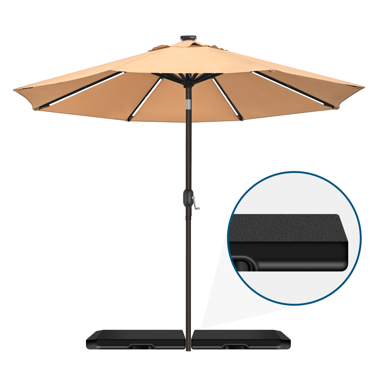 4-Piece Heavy-Duty Cantilever Offset Patio Umbrella Stand Square Base, Black Portable Handle, Easy Fill Spouts, Umbrella Weighted Base, Cantilever Umbrella Base for Beach Poolside, Patio Backyard