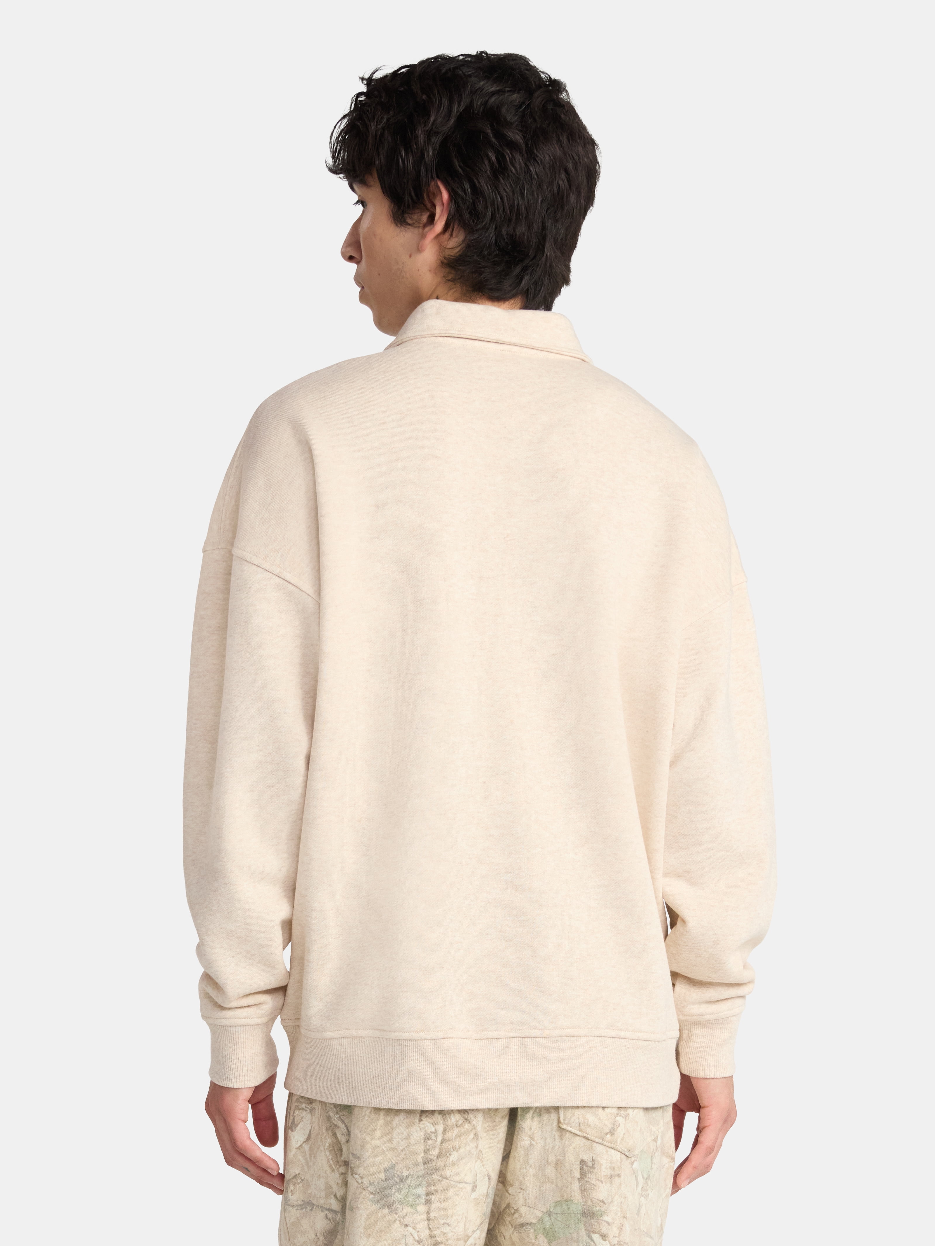 No Boundaries Oversized Quarter Zip Pullover with Long Sleeves, Men's & Big Men's