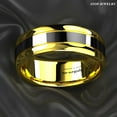thumbnail image 2 of Tungsten Rings for Men Wedding Bands for Him Womens Wedding Bands for Her 8mm Dome Polish Gold Black Center, 2 of 9