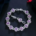 thumbnail image 2 of Classy Purple CZ Stone Big Oval Round Charm Chain Link Tennis Bracelet Jewellery, 2 of 9