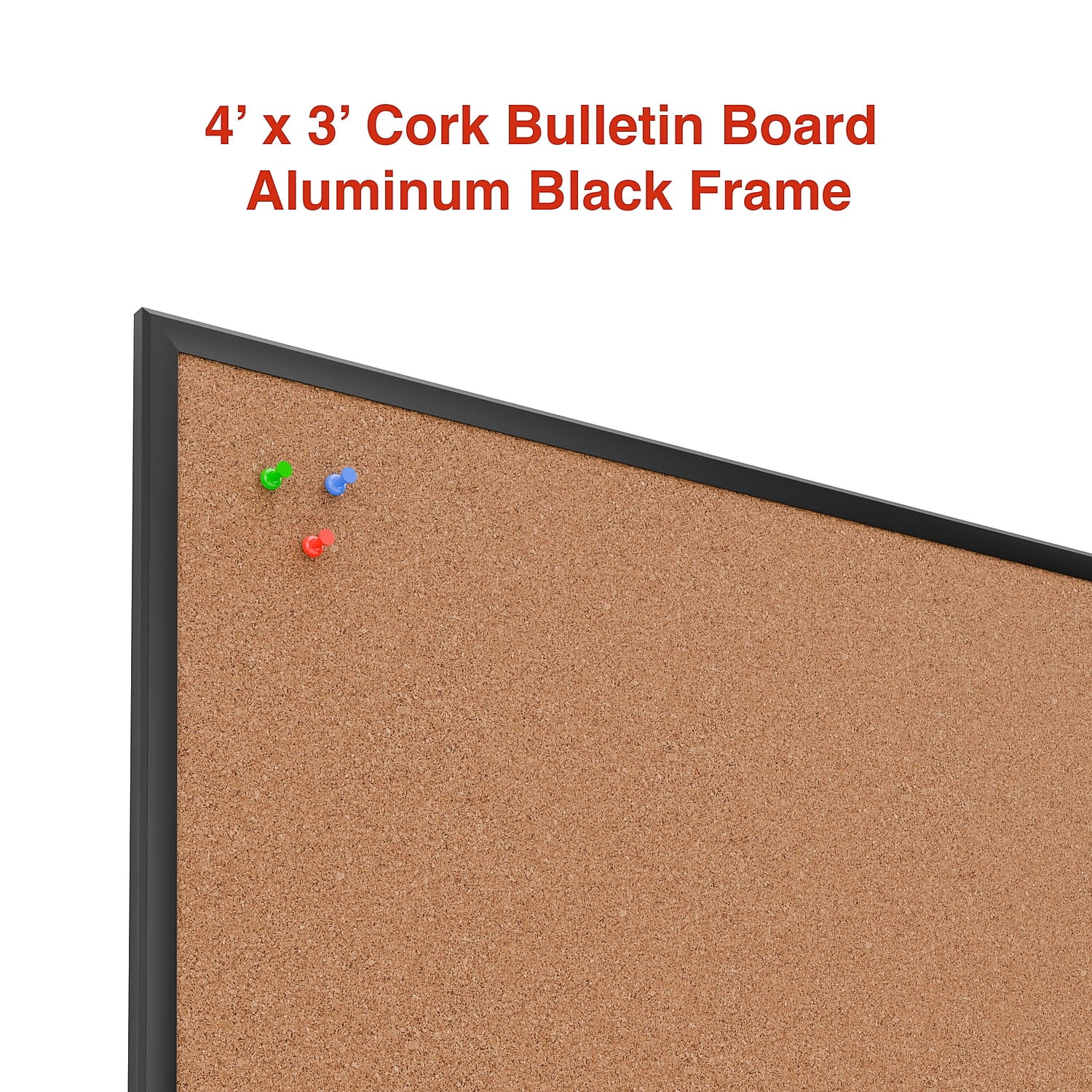 Staples Cork Bulletin Board Black Frame 4' x 3' (ST62834)
