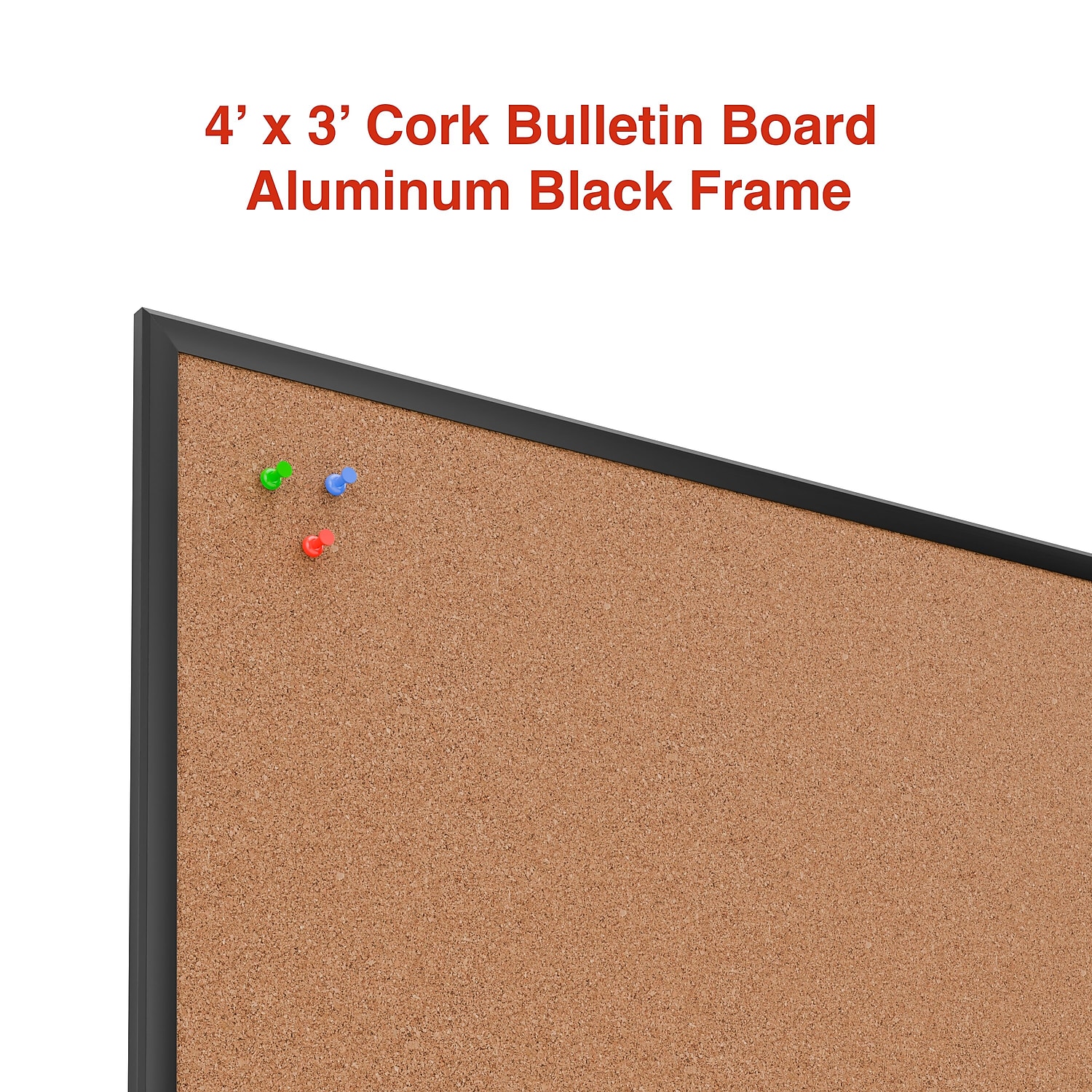 Staples 4' x 3' Cork Bulletin Board Black Frame photo 2