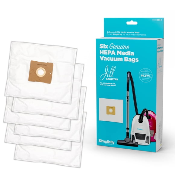 Simplicity Vacuums Sacs de Remplacement pour Aspirateur-Traîneau SZH-6 Jill avec Milieu Hepa Certifié, Compatibles avec Simplicity Jill, Jack et Sac à Pression pour Aspirateur