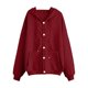 thumbnail image 3 of Sudadera con Capucha y Cremallera para Mujer, Forro Suave, Ideal para el Invierno. Sudadera Informal Gran Tamaño con Botones en la Parte Delantera. Rojo Vino XXL, 3 of 7