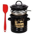 thumbnail image 2 of Hogloyecr 46 Oz Bacon Grease Container, Bacon Grease Saver with Strainer for Kitchen, Ceramic Bacon Grease Jar with Silicone Spatula & Lid, Cooking Up Fat Catcher Black, 2 of 4