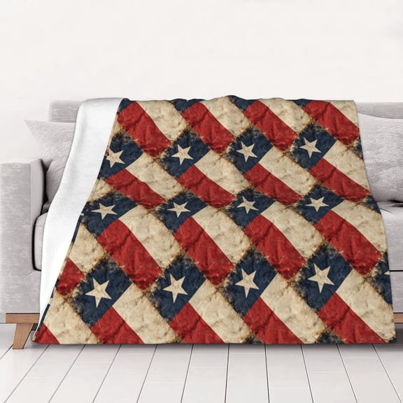Throw Blanket Texas Flag Distressed Soft Cozy Fleece Flannel Blanket Home Decor for Couch Sofa Bed 40"x30"